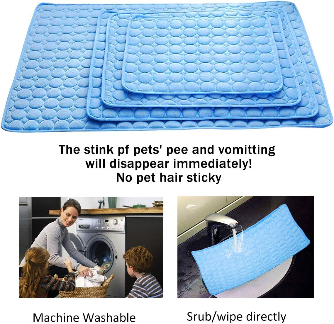 Dog Cooling Mat Pet Cooling Pads Dogs & Cats Pet Cooling Blanket for Outdoor Car Seats Beds (Blue, 28IN * 40IN)