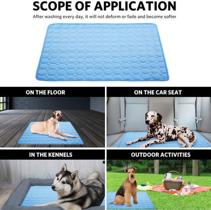 Dog Cooling Mat Pet Cooling Pads Dogs & Cats Pet Cooling Blanket for Outdoor Car Seats Beds (Blue, 28IN * 40IN)
