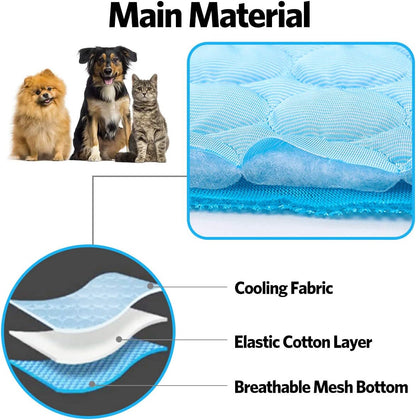 Dog Cooling Mat Pet Cooling Pads Dogs & Cats Pet Cooling Blanket for Outdoor Car Seats Beds (Blue, 28IN * 40IN)