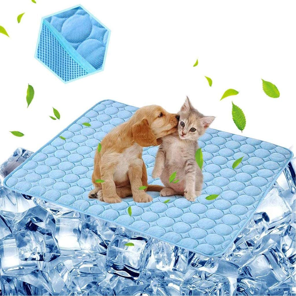 Dog Cooling Mat Pet Cooling Pads Dogs & Cats Pet Cooling Blanket for Outdoor Car Seats Beds (Blue, 28IN * 40IN)